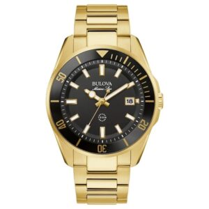 Bulova Men's Marine Star Date Quartz Gold Stainless Steel Watch 43MM 98B396