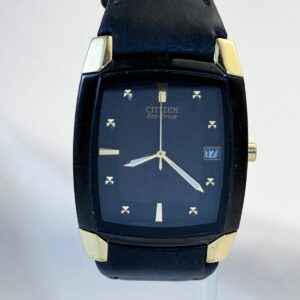 Excellent Citizen Eco Drive Mens Black & Gold Date Formal Dress Watch BM6574-09E